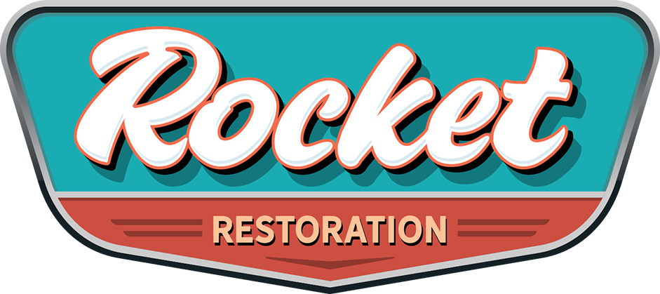 rocket restoration logo badge